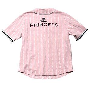 Disney Princess Women's Sz M Pink Baseball Style W/ Button Front & Short Sleeves